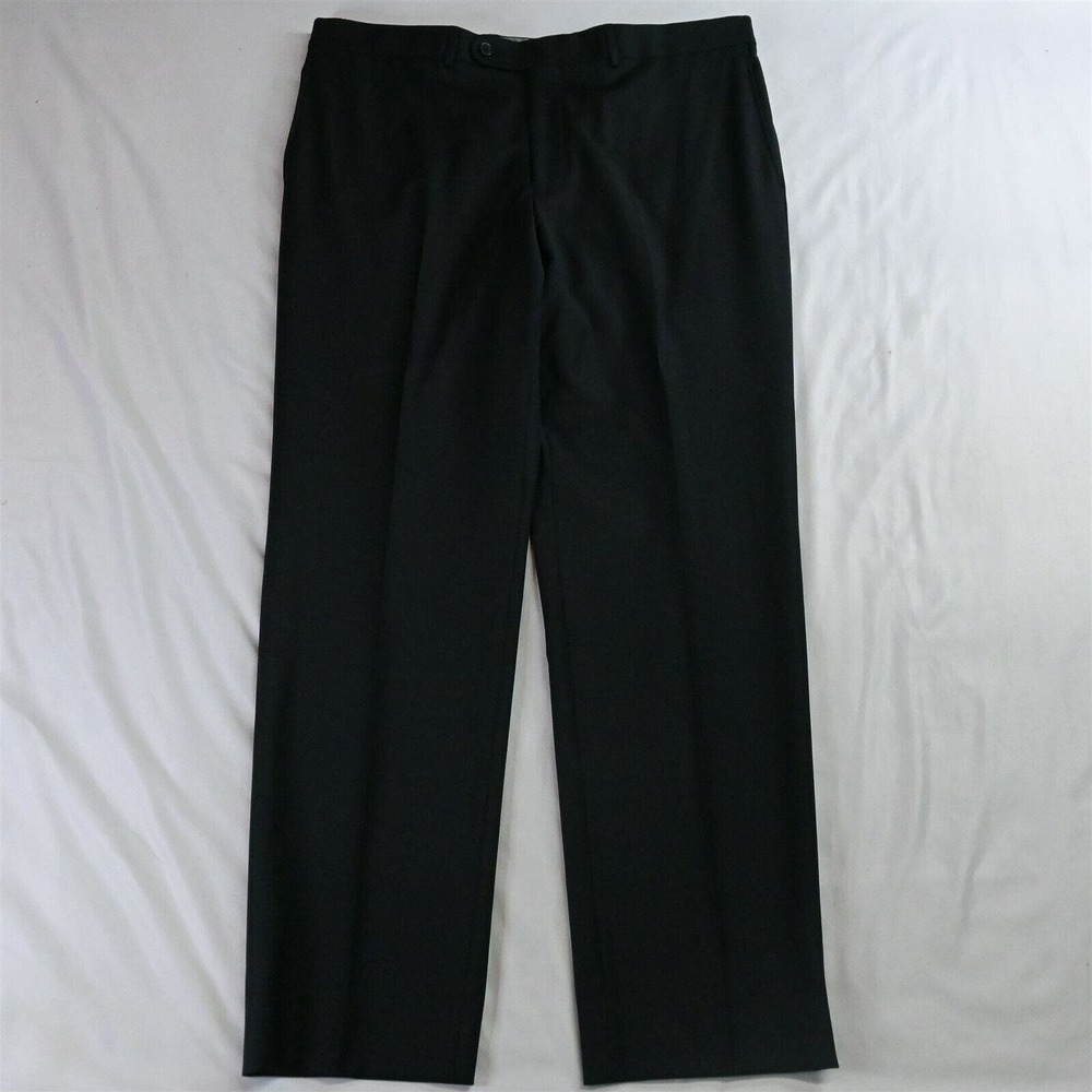Riviera 38 x 32 Black‎ Superfine Traveller Straight WoolDress Pants